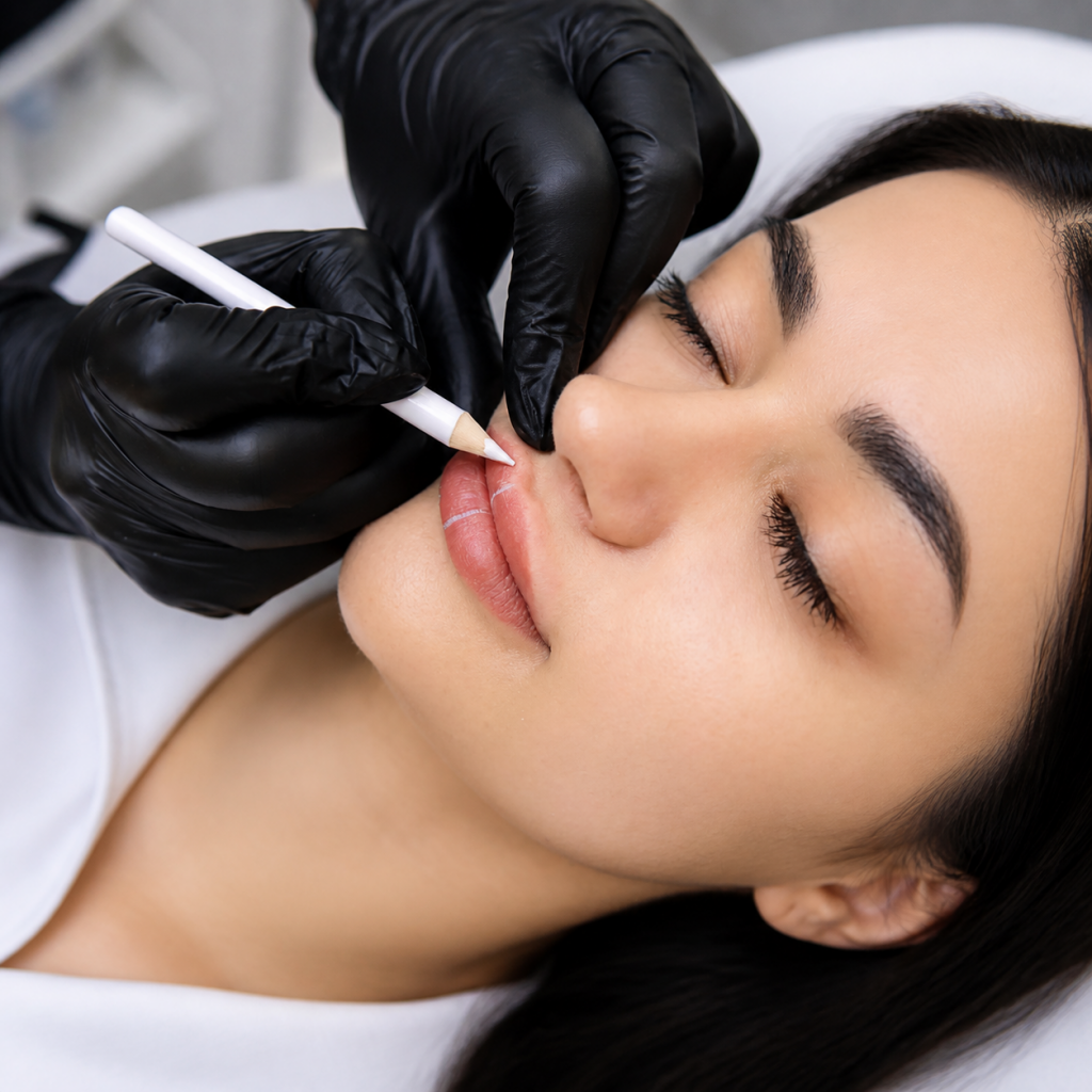 Permanent Make-up Behandlung im Gesicht einer Kundin in der Beautylounge Basel.